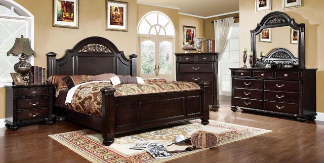 Alt view image 6 of 6 - 1Pc Nightstand Only Traditional Dark Walnut Solid Wood 3-Drawers Ball Bearing Metal Glides Antique Brass Handles W/ Acrylic Accent Bedroom Furniture
