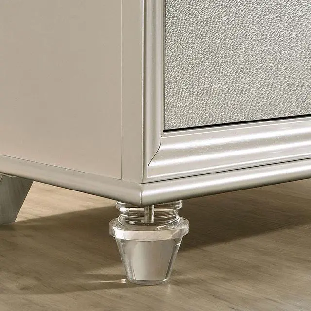Alt view image 4 of 7 - Classic Pearl White 1pc Nightstand Only Contemporary Solid wood 2-Drawers Felt-lined Top English Dovetail Acrylic Legs & Pull Handle