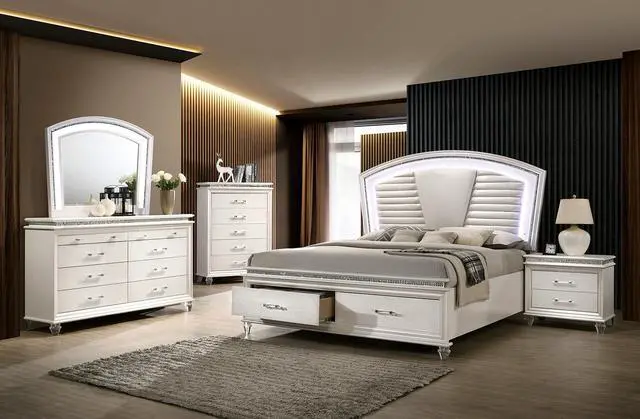 Alt view image 7 of 7 - Classic Pearl White 1pc Nightstand Only Contemporary Solid wood 2-Drawers Felt-lined Top English Dovetail Acrylic Legs & Pull Handle