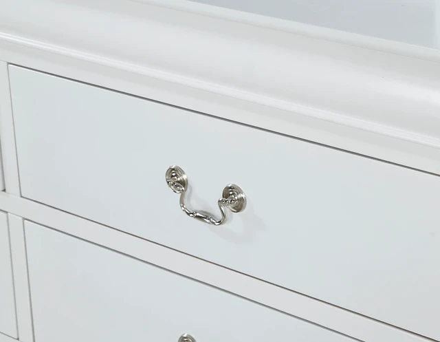 Alt view image 4 of 6 - 1pc White Finish Two Drawers Louis Philip Nightstand Solid Wood Contemporary & Simple Style
