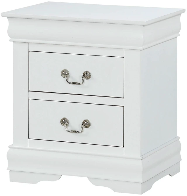 Alt view image 2 of 6 - 1pc White Finish Two Drawers Louis Philip Nightstand Solid Wood Contemporary & Simple Style