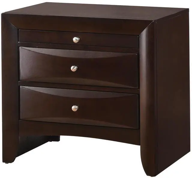 Main image of 1Pc Contemporary 2 Drawer Nightstand End Table Jewelry Tray Brown Finish Solid Wood Wooden Bedroom Furniture