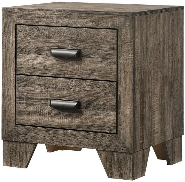 Alt view image 2 of 5 - 1Pc Transitional 2-Drawer Nightstand With Metal Hardware Rustic Gray Finish Bedroom Furniture