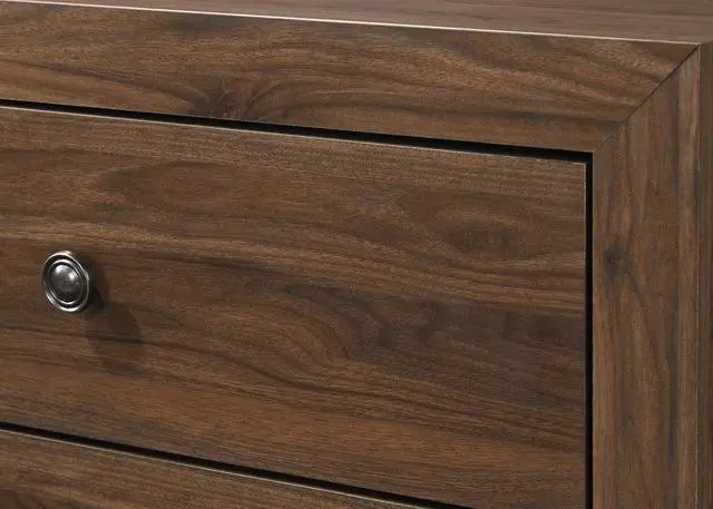 Alt view image 4 of 5 - 1Pc Transitional 2-Drawer Nightstand With Metal Hardware Brown Cherry Finish Bedroom Furniture