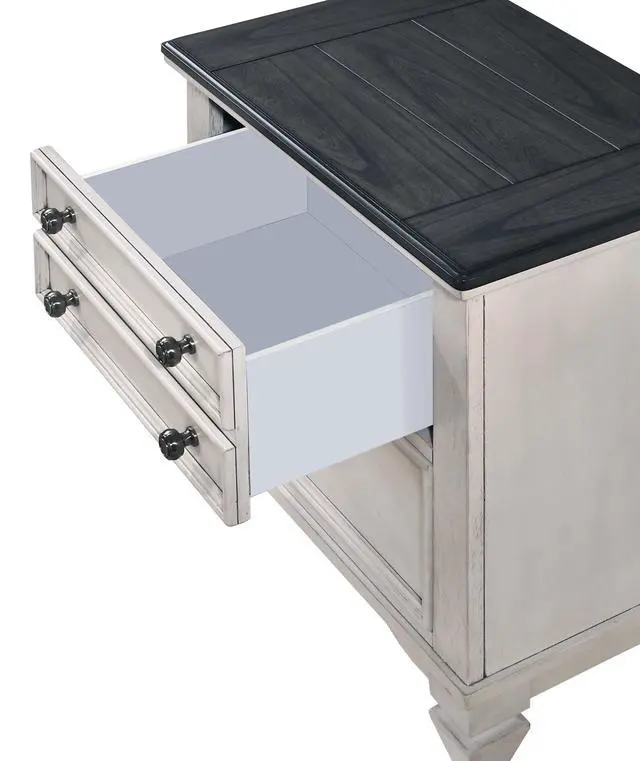 Alt view image 3 of 5 - Beautiful Two-Tone Finish 1-Pc Nightstand End Table Two Storage Drawers Bedroom Furniture