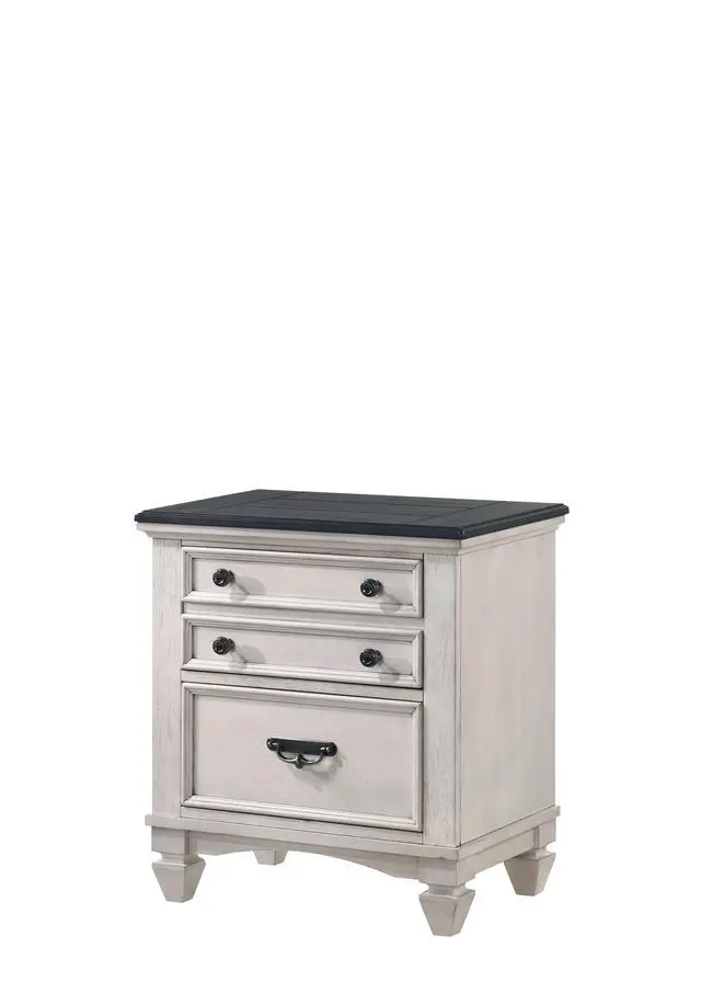 Alt view image 2 of 5 - Beautiful Two-Tone Finish 1-Pc Nightstand End Table Two Storage Drawers Bedroom Furniture