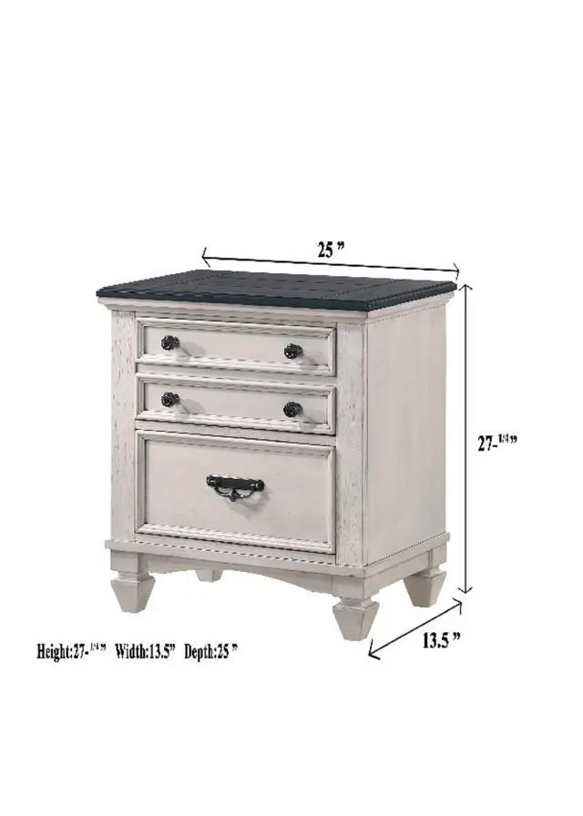 Alt view image 4 of 5 - Beautiful Two-Tone Finish 1-Pc Nightstand End Table Two Storage Drawers Bedroom Furniture