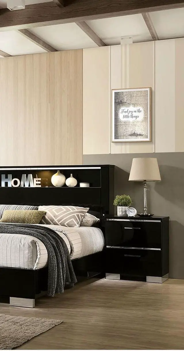 Alt view image 5 of 7 - Contemporary 1Pc Nightstand Black Color High Gloss Lacquer Coating Chrome Handles And Feet Bedside Table W Usb Charger Bedroom Furniture