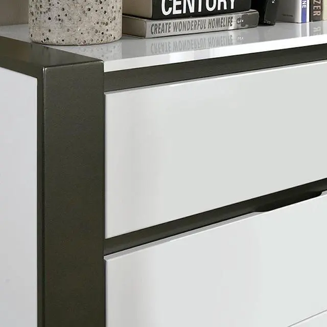 Alt view image 5 of 7 - Contemporary 1Pc Nightstand White Color High Gloss Finish W/ Metallic Accents Bedside Table W Usb Port Bedroom Furniture