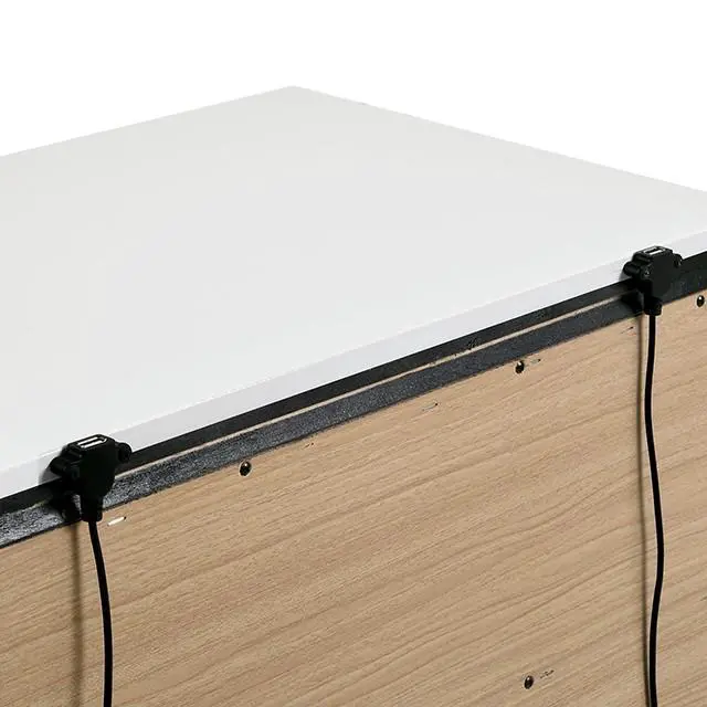Alt view image 6 of 7 - Contemporary 1Pc Nightstand White Color High Gloss Finish W/ Metallic Accents Bedside Table W Usb Port Bedroom Furniture