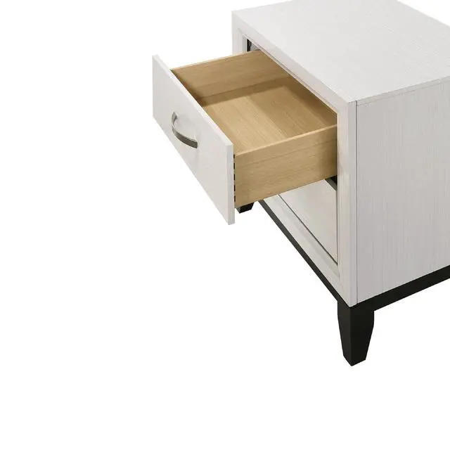 Alt view image 2 of 5 - Contemporary 2-Drawer Nightstand End Table White Finish Two Storage Drawers Metal Handles Bedroom Living Room Wooden Furniture