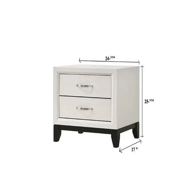 Alt view image 3 of 5 - Contemporary 2-Drawer Nightstand End Table White Finish Two Storage Drawers Metal Handles Bedroom Living Room Wooden Furniture