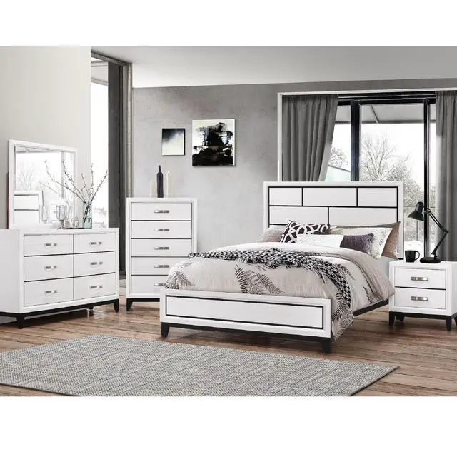 Alt view image 5 of 5 - Contemporary 2-Drawer Nightstand End Table White Finish Two Storage Drawers Metal Handles Bedroom Living Room Wooden Furniture