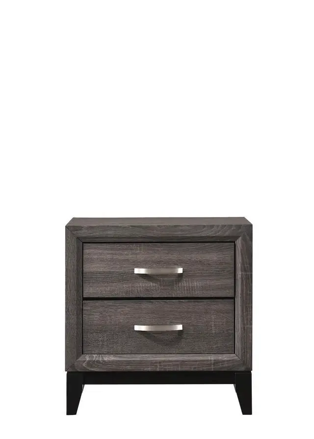 Alt view image 2 of 7 - Contemporary 2-Drawer Nightstand End Table Gray Brown Finish Two Storage Drawers Metal Handles Bedroom Living Room Wooden Furniture