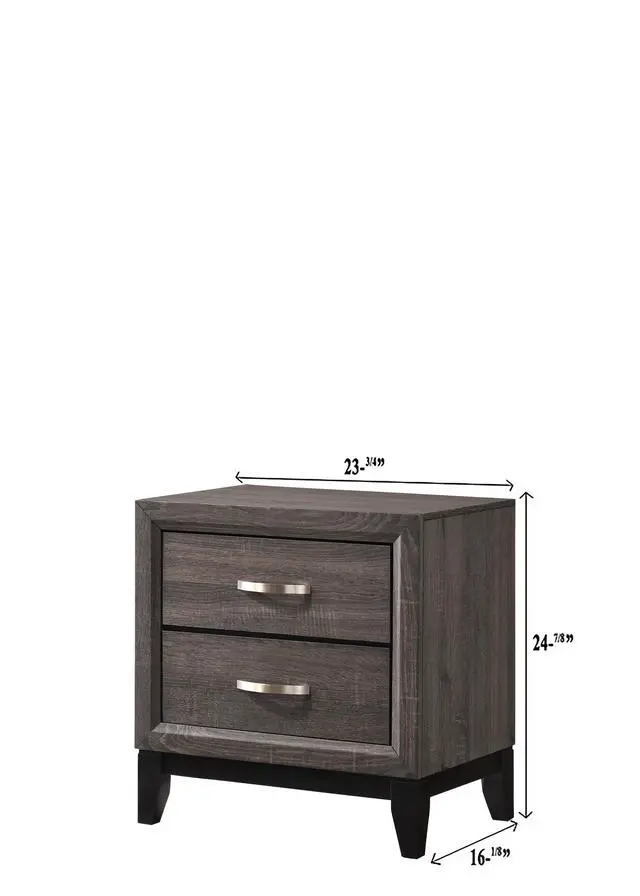 Alt view image 7 of 7 - Contemporary 2-Drawer Nightstand End Table Gray Brown Finish Two Storage Drawers Metal Handles Bedroom Living Room Wooden Furniture