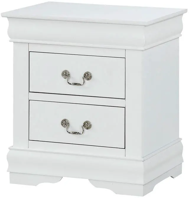Alt view image 2 of 3 - 1Pc Nightstand White Louis Philippe Solid Wood English Dovetail Construction Antique Nickle Hanging Pulls