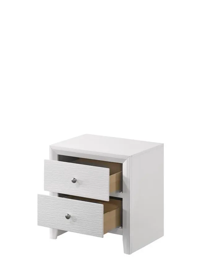 Alt view image 3 of 7 - Contemporary Modern Look 2-Drawer Nightstand End Table White Finish Two Storage Drawers Round Knobs Bedroom Living Room Wooden Furniture