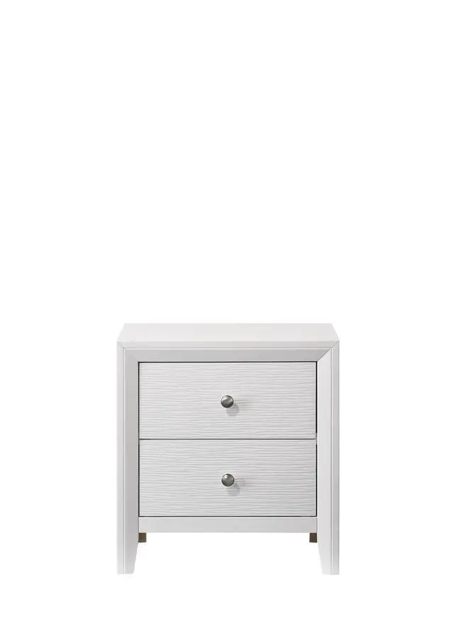 Alt view image 2 of 7 - Contemporary Modern Look 2-Drawer Nightstand End Table White Finish Two Storage Drawers Round Knobs Bedroom Living Room Wooden Furniture