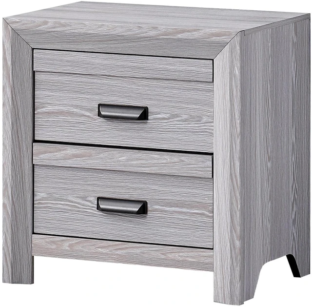 Alt view image 2 of 5 - 1Pc Contemporary Nightstand End Table With Two Storage Drawers Gray Rustic Finish Bedroom Wooden Furniture