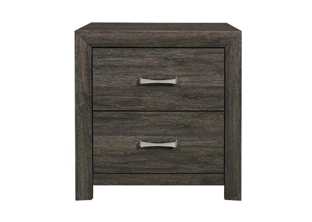 Alt view image 2 of 6 - Dark Gray Finish Nightstand 1Pc Chrome Tone Handles Contemporary Design Bedroom Furniture Bed Side Table