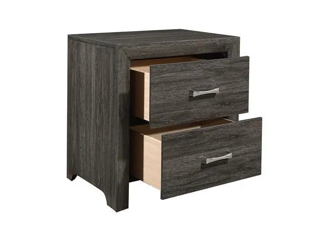 Alt view image 4 of 6 - Dark Gray Finish Nightstand 1Pc Chrome Tone Handles Contemporary Design Bedroom Furniture Bed Side Table