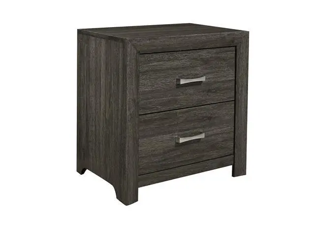 Alt view image 3 of 6 - Dark Gray Finish Nightstand 1Pc Chrome Tone Handles Contemporary Design Bedroom Furniture Bed Side Table