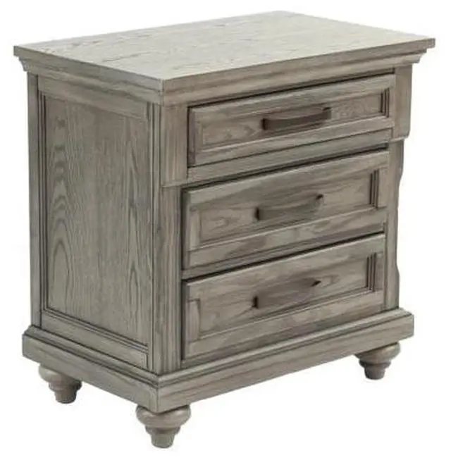 Alt view image 4 of 7 - Contemporary Modern Look Antique Gray Oak Finish 1Pc Nightstand Storage Space Bedside Table Oak Veneer Bedroom Furniture