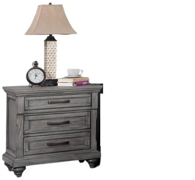 Alt view image 5 of 7 - Contemporary Modern Look Antique Gray Oak Finish 1Pc Nightstand Storage Space Bedside Table Oak Veneer Bedroom Furniture