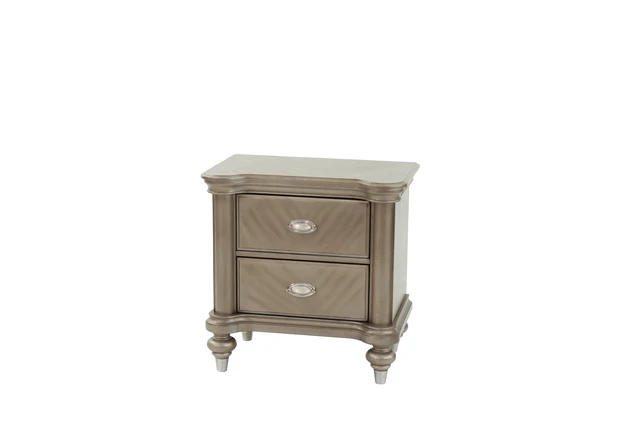 Alt view image 2 of 7 - Luxury Classic Antique Silver / Champagne Finish 1Pc Nightstand Storage Space Bedside Table Bedroom Furniture