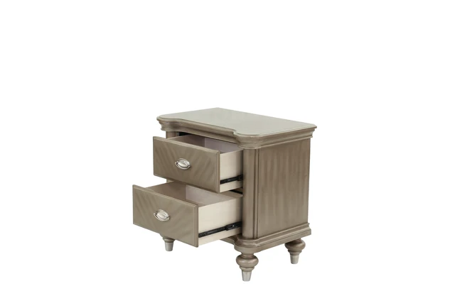 Alt view image 6 of 7 - Luxury Classic Antique Silver / Champagne Finish 1Pc Nightstand Storage Space Bedside Table Bedroom Furniture