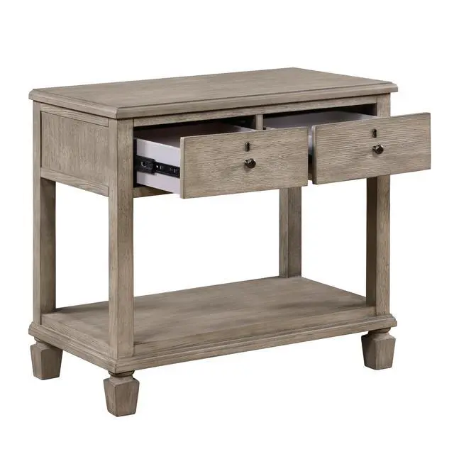 Alt view image 4 of 7 - Gray Oak Finish Classic Transitional Bedroom Furniture 1Pc Nightstand Of 2 Drawers Open Bottom Shelf Wooden Furniture Bedside Table