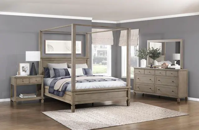 Alt view image 6 of 7 - Gray Oak Finish Classic Transitional Bedroom Furniture 1Pc Nightstand Of 2 Drawers Open Bottom Shelf Wooden Furniture Bedside Table