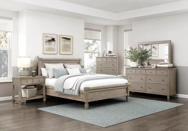 Alt view image 7 of 7 - Gray Oak Finish Classic Transitional Bedroom Furniture 1Pc Nightstand Of 2 Drawers Open Bottom Shelf Wooden Furniture Bedside Table