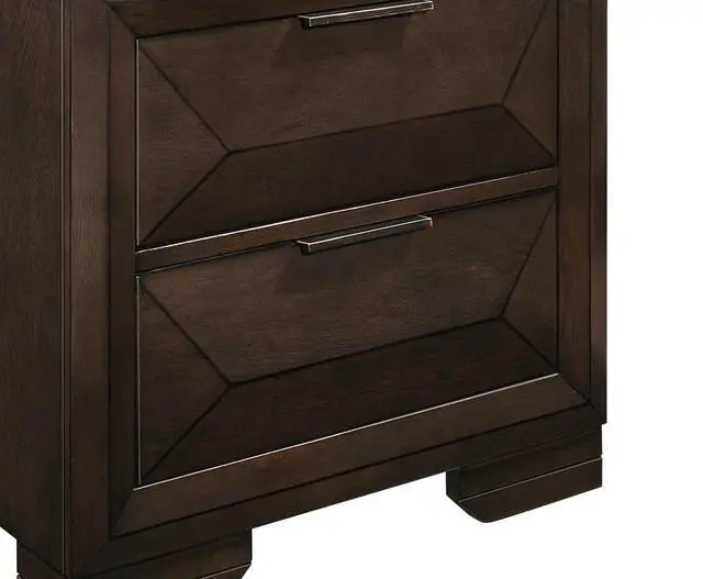 Alt view image 3 of 5 - Contemporary Design 2-Drawers Nightstand 1Pc Bedroom Furniture Warm Espresso Finish Raised Panel Front