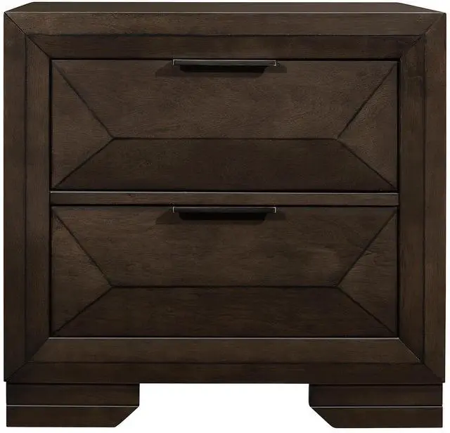Main image of Contemporary Design 2-Drawers Nightstand 1Pc Bedroom Furniture Warm Espresso Finish Raised Panel Front