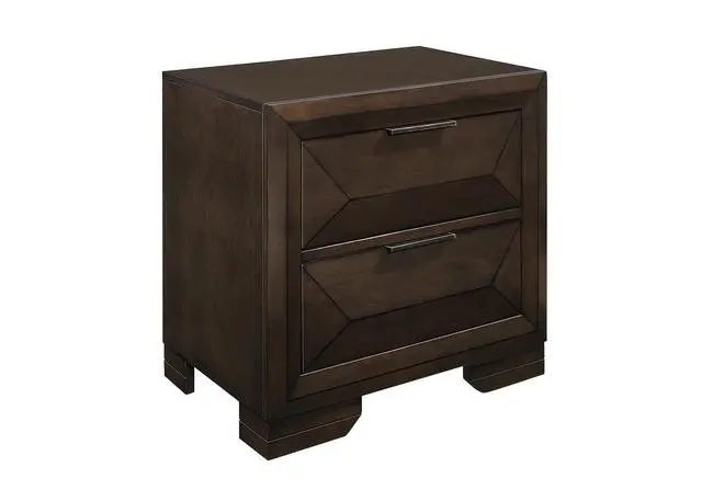 Alt view image 2 of 5 - Contemporary Design 2-Drawers Nightstand 1Pc Bedroom Furniture Warm Espresso Finish Raised Panel Front