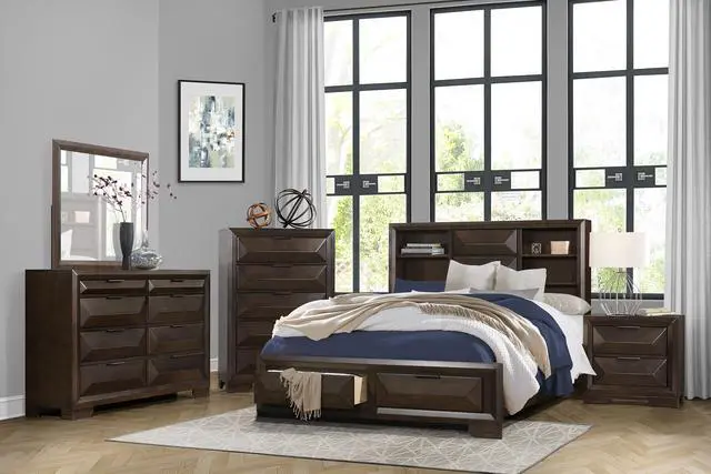 Alt view image 5 of 5 - Contemporary Design 2-Drawers Nightstand 1Pc Bedroom Furniture Warm Espresso Finish Raised Panel Front