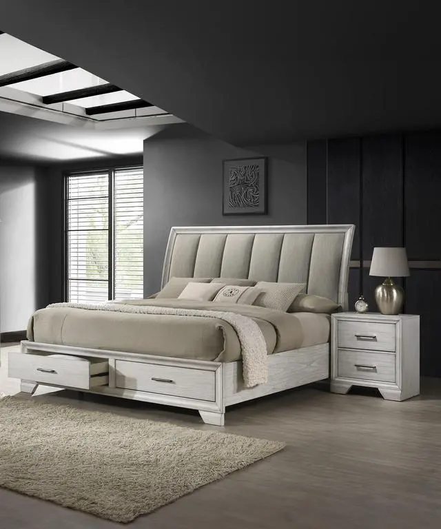 Alt view image 5 of 5 - 1Pc Contemporary Style Two Storage Drawers Nightstand End Table Bedroom Solid Wood Wooden Furniture Dark Wood Finish