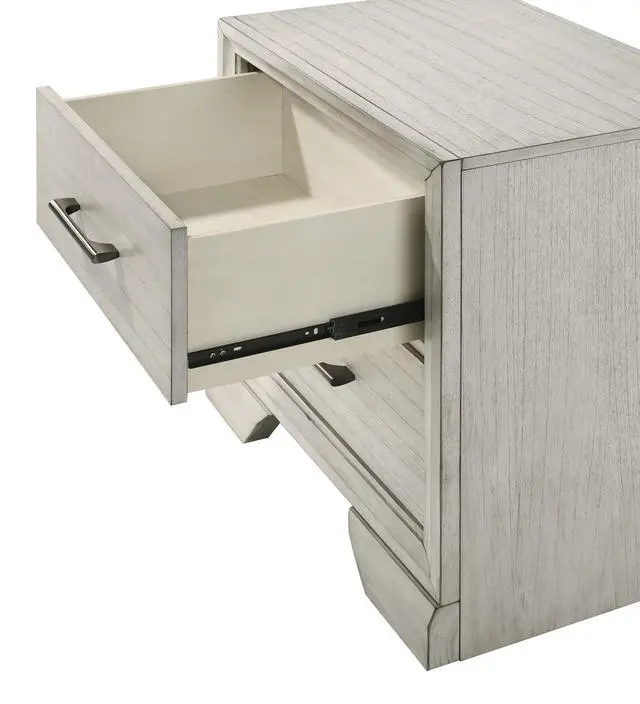 Alt view image 3 of 5 - 1Pc Contemporary Style Two Storage Drawers Nightstand End Table Bedroom Solid Wood Wooden Furniture Dark Wood Finish