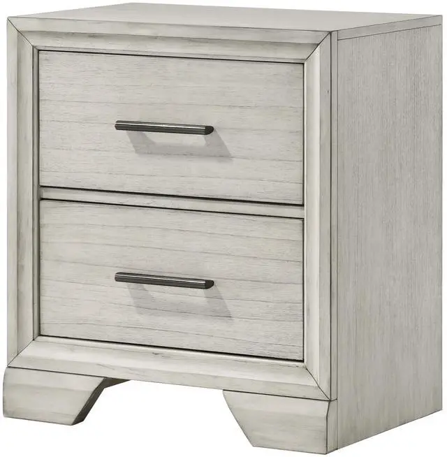 Main image of 1Pc Contemporary Style Two Storage Drawers Nightstand End Table Bedroom Solid Wood Wooden Furniture Dark Wood Finish