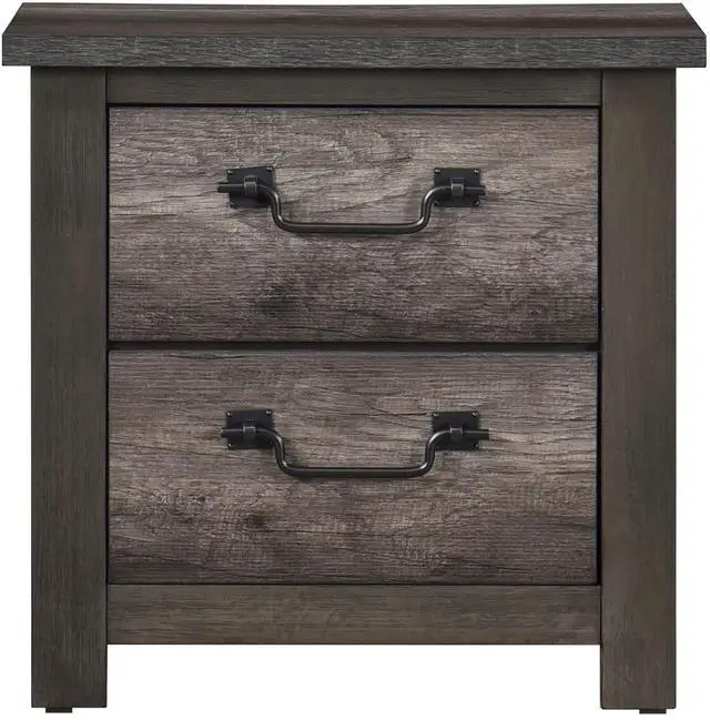 Alt view image 3 of 6 - Gray Finish 2-Drawers Storage Nightstand 1Pc Wooden Furniture Traditional Design Bedside Cabinet