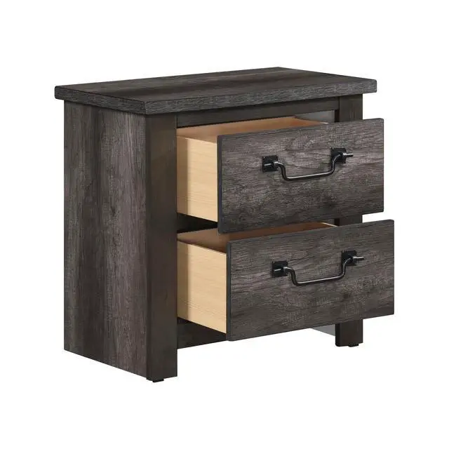Alt view image 4 of 6 - Gray Finish 2-Drawers Storage Nightstand 1Pc Wooden Furniture Traditional Design Bedside Cabinet