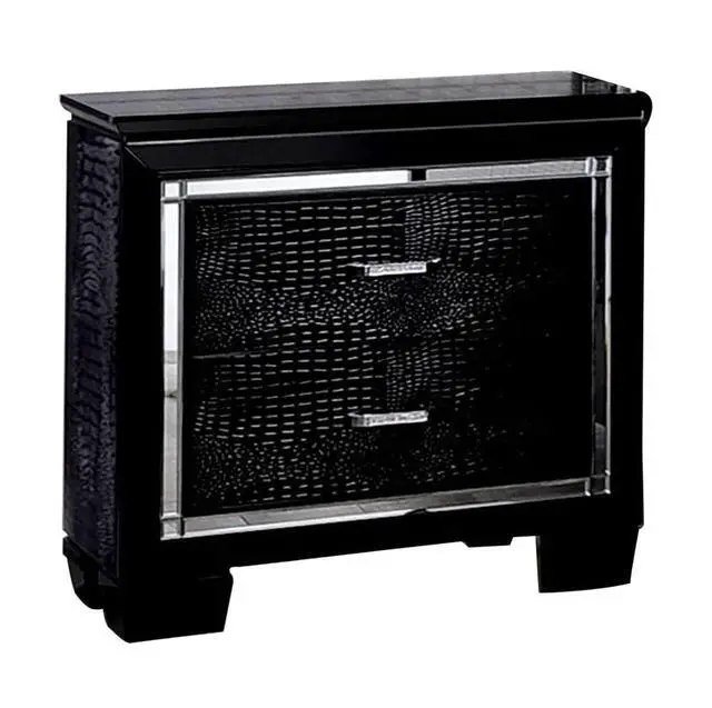 Alt view image 6 of 7 - Contemporary 1Pc Nightstand Black Bedside Table Led Light English Dovetail Drawer Bedroom Furniture
