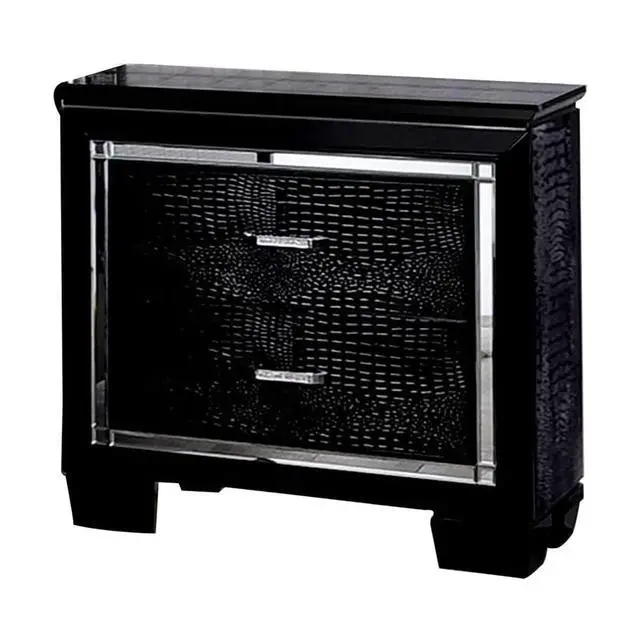 Alt view image 5 of 7 - Contemporary 1Pc Nightstand Black Bedside Table Led Light English Dovetail Drawer Bedroom Furniture