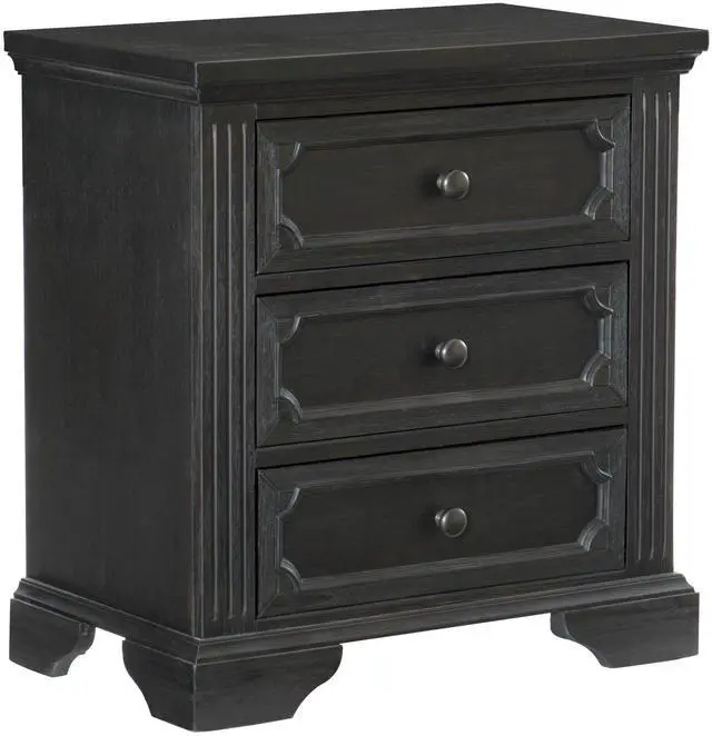 Alt view image 3 of 6 - Traditional Design 3-Drawers Nightstand 1Pc Charcoal Finish Rustic Style Bedroom Furniture