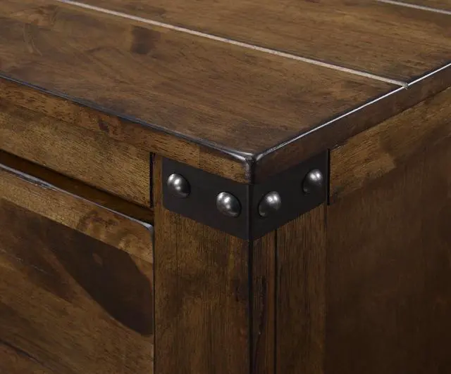 Alt view image 4 of 6 - 1pc Rustic Brown Two Drawer Nightstand Bedroom Solid Wood Wooden Furniture Nightstand End Table