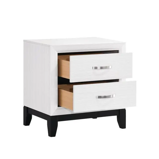 Alt view image 4 of 7 - Modern Contemporary White Finish Storage Nightstand Of 2X Drawers 1Pc Wooden Bedroom Furniture
