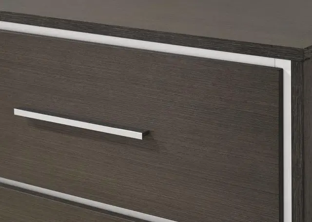 Alt view image 4 of 6 - 1Pc Contemporary 2-Drawer Nightstand With Chrome Accents Gray Rustic Finish Bedroom Wooden Furniture
