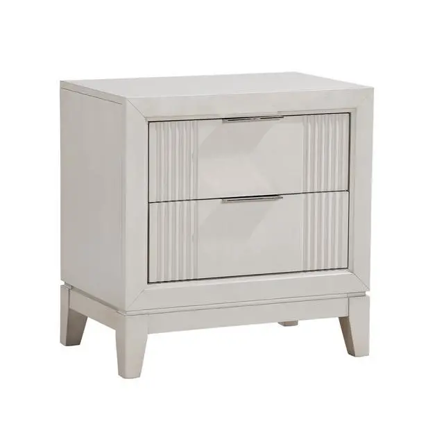 Alt view image 2 of 5 - Antique White Finish 1Pc Nightstand With 2X Drawers Modern Bedroom Furniture, Reeded Fronts, Bedside Cabinet With Drawers