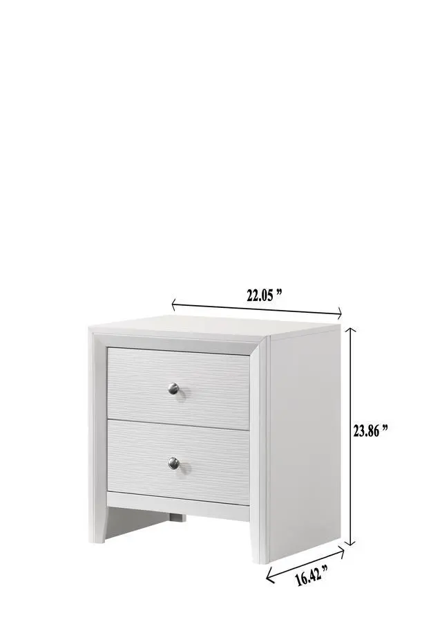 Alt view image 6 of 7 - Contemporary Modern Look 2-Drawer Nightstand End Table White Finish Two Storage Drawers Round Knobs Bedroom Living Room Wooden Furniture
